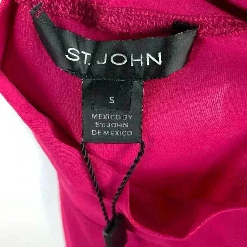 New St. John top size S Cosmo pink long sleeve mock turtleneck stretch career